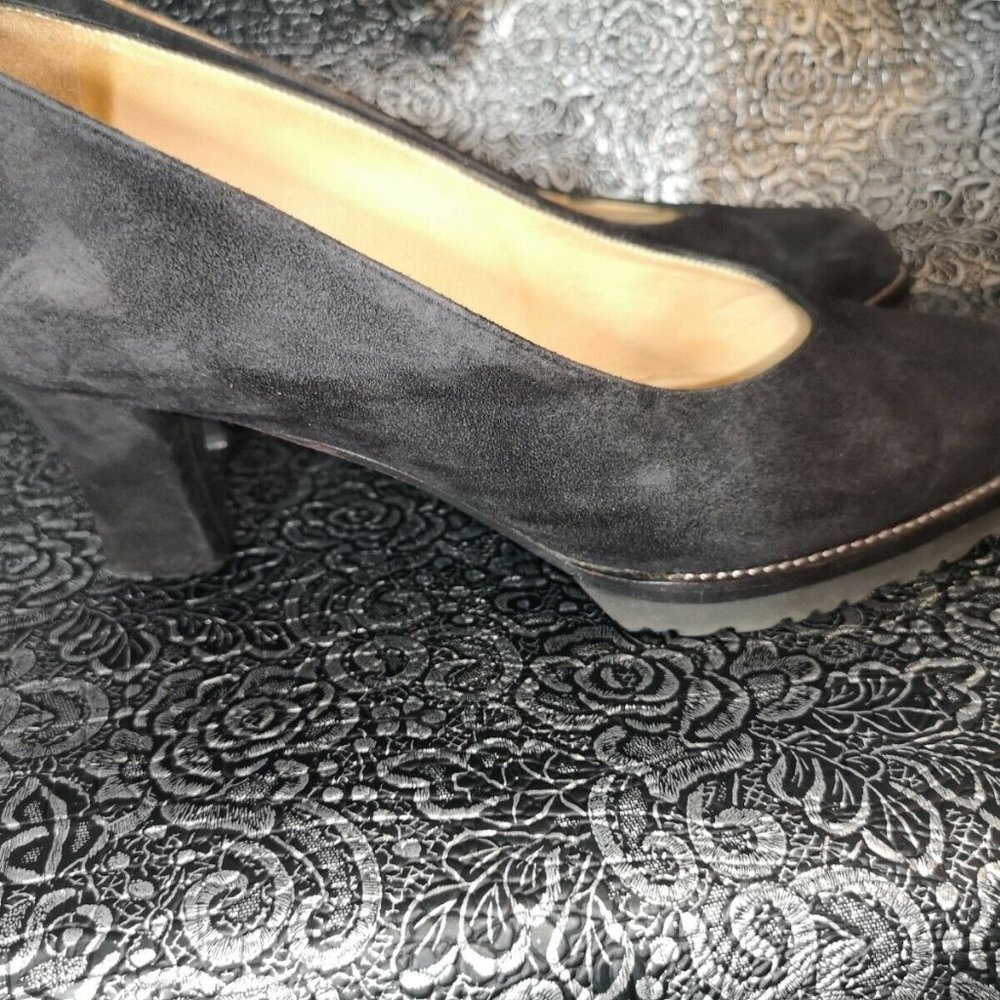 Vintage Authentic PANCALDI Platform Pumps. Black Suede from Late 80s Italy
